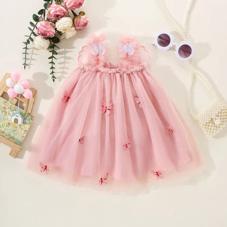Vestido Elegante de Princesa com Borboleta – Encanto e Magia para Pequenas Fadas!