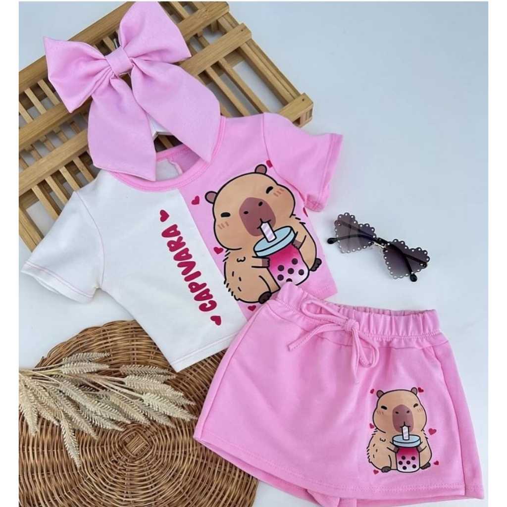 Conjunto Infatil com  Short, Saia e Blusa