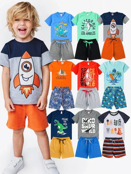 Roupa Infantil Menino Kit 6 Peças Verão 1 ao 14 Conjunto Masculino