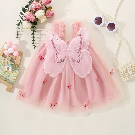 Vestido Elegante de Princesa com Borboleta – Encanto e Magia para Pequenas Fadas!
