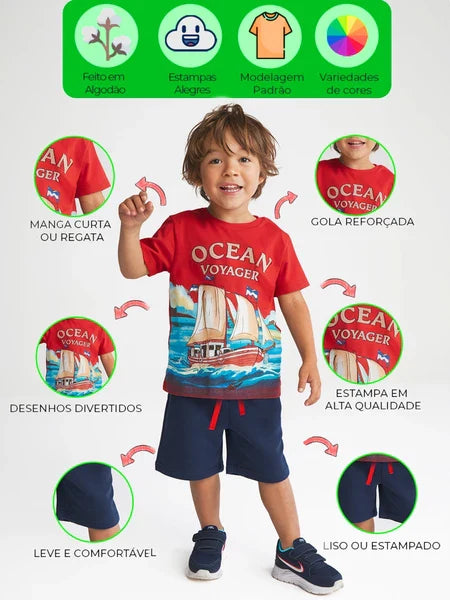 Roupa Infantil Menino Kit 6 Peças Verão 1 ao 14 Conjunto Masculino