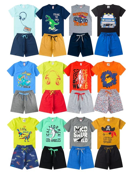 Roupa Infantil Menino Kit 6 Peças Verão 1 ao 14 Conjunto Masculino