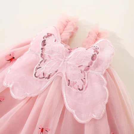 Vestido Elegante de Princesa com Borboleta – Encanto e Magia para Pequenas Fadas!