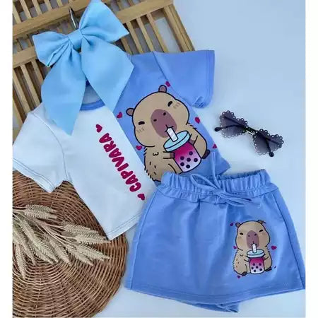 Conjunto Infatil com  Short, Saia e Blusa