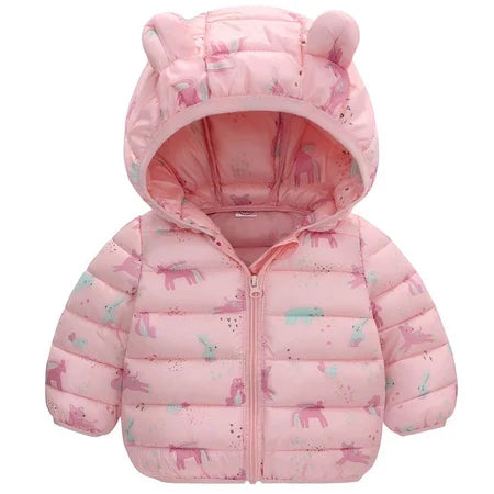 Casaco De Inverno Infantil Grosso de Algodão Estampado