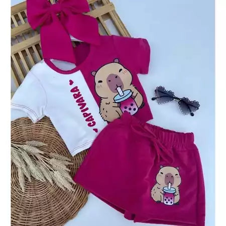 Conjunto Infatil com  Short, Saia e Blusa