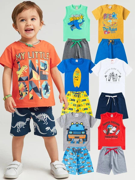 Roupa Infantil Menino Kit 6 Peças Verão 1 ao 14 Conjunto Masculino