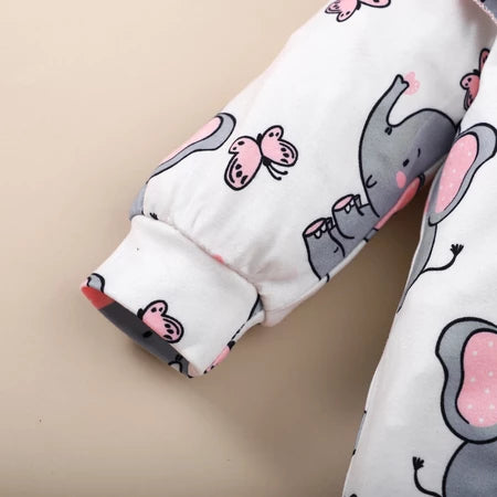 Macacão Romper com Estampa de Elefante – Conforto e Doçura para os Primeiros Momentos! ( 0-3 Meses)