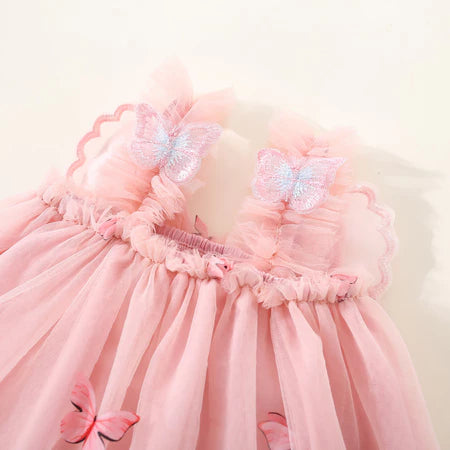 Vestido Elegante de Princesa com Borboleta – Encanto e Magia para Pequenas Fadas!