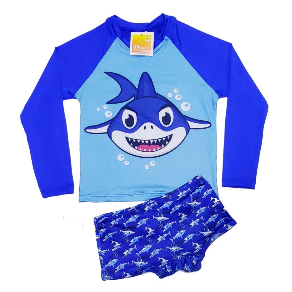 Conjunto Camisa Sunga Proteção Solar Uv FPU50+ Infantil Menino Natação Praia