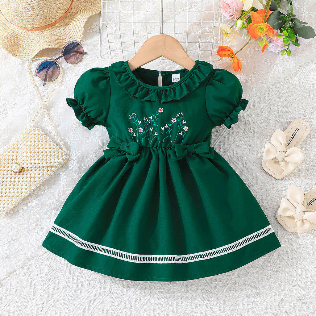 Vestido Elegante de Princesa Floral com Manga Bufante – Um Sonho de Encanto para Meninas