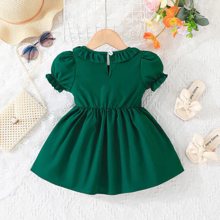 Vestido Elegante de Princesa Floral com Manga Bufante – Um Sonho de Encanto para Meninas