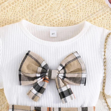 Conjunto Fashion para Menina com Bow Top e Saia Pregada (2-8)