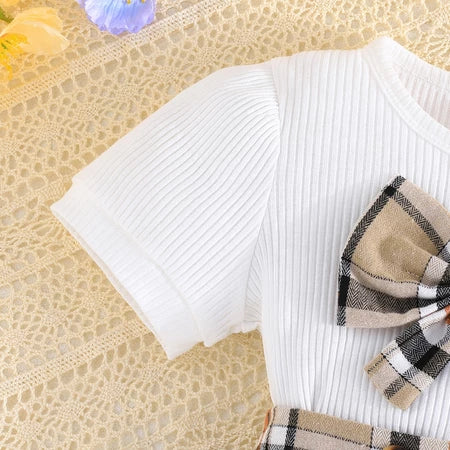 Conjunto Fashion para Menina com Bow Top e Saia Pregada (2-8)