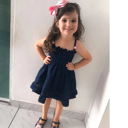 Vestido JEANS com manga (LINDO!) Recém-nascido até 5 anos!!
