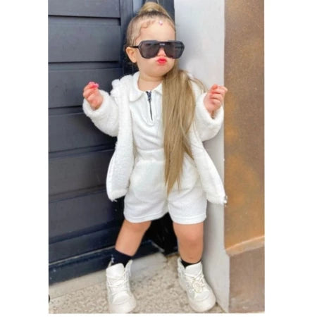 Blusa de Frio Menina Infantil Pelinho com Capuz TOUCA Tedy Casaco Teddy Ted Roupa de Frio Conjunto Quentinho