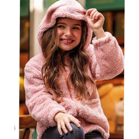Blusa de Frio Menina Infantil Pelinho com Capuz TOUCA Tedy Casaco Teddy Ted Roupa de Frio Conjunto Quentinho