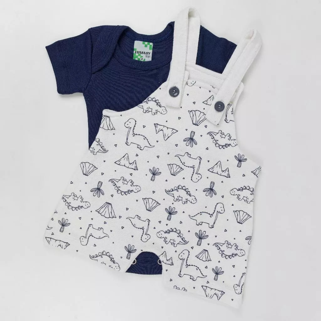 Conjunto jardineira com body manga curta menino roupas de bebê verão