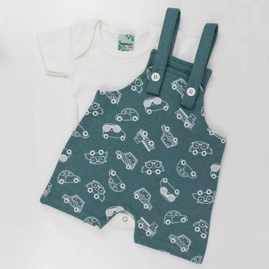 Conjunto jardineira com body manga curta menino roupas de bebê verão
