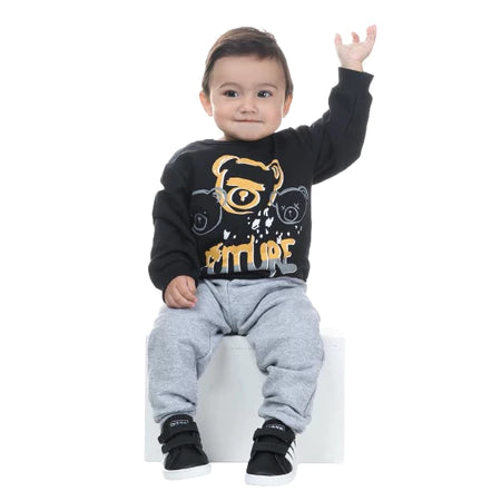 Conjunto Moletom Bebê Menino Agasalho Bebê Masculino Roupa de Frio Conjunto Moleton Inverno 100% Algodão