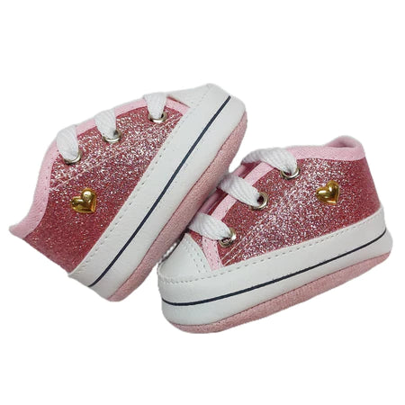 Tênis Starzinho Glitter Sapatinho Para Bebê Menina Coração Recém Nascido