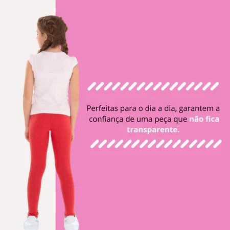 Kit Sortido de 3 Calças Leggings de Cotton para Meninas Tamanho 2 ao 10 Roupa Infantil Menina Bebê