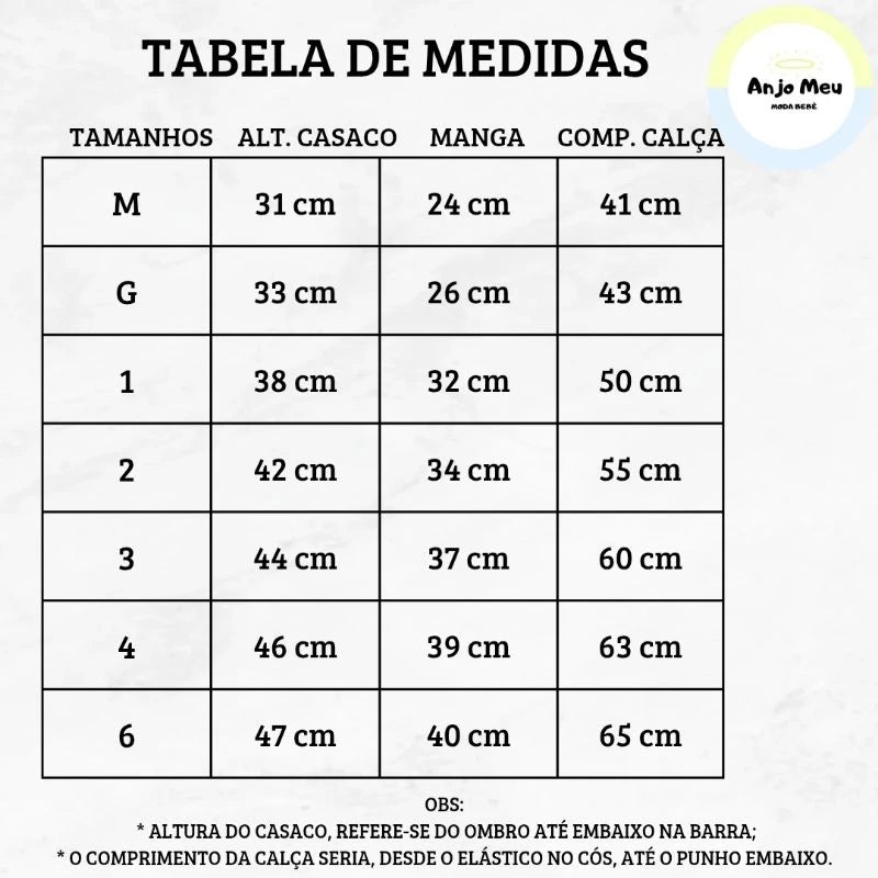 Conjunto Moletom Infantil Peluciado Premium de M à 6 anos