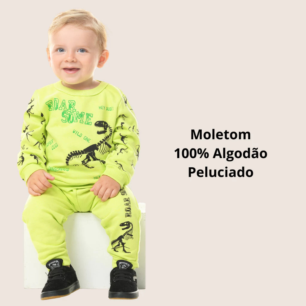 Conjunto Moletom Bebê Menino Agasalho Bebê Masculino Roupa de Frio Conjunto Moleton Inverno 100% Algodão