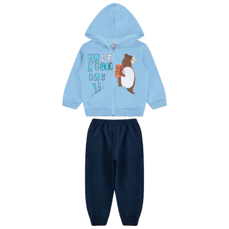 Conjunto Moletom Bebê Menino Agasalho Bebê Masculino Roupa de Frio Conjunto Moleton Inverno 100% Algodão