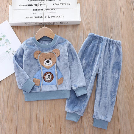 0-6 Anos De Idade Pijama Infantil De Pelúcia Confortável Conjunto De Casa Quente