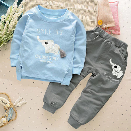 Conjunto De Duas Peças Para Crianças De 0-4 Anos De Manga Comprida casual E Confortável