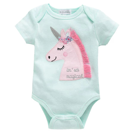 3 Pcs/set Baby Rompers Meninas Unicórnio Fato De Banho 100 % Algodão Roupas Para Recém-Nascidos Bebês Por 0-12 Meses