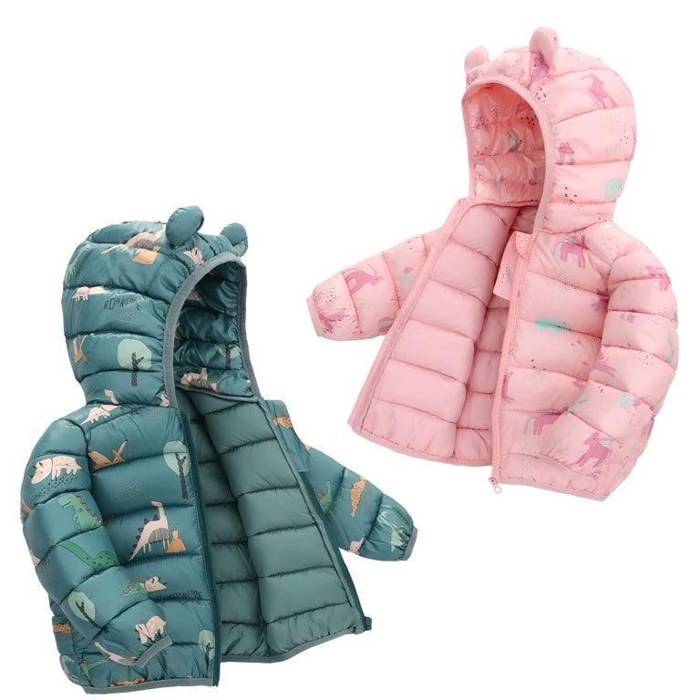 Casaco De Inverno Infantil Grosso de Algodão Estampado