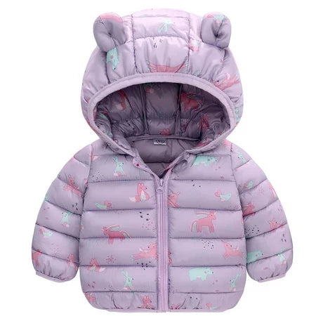 Casaco De Inverno Infantil Grosso de Algodão Estampado