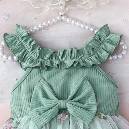 Vestido De Bebê Menina Recém-Nascidos 6-36 Meses Verão Tule Bordado Floral Malha Sem Mangas Vestidos De Princesa Infantil