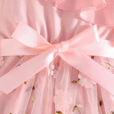 Vestido De Bebê Menina 2-7 Anos Verão Sem Manga Bordados Tulle Moda Vestidos De Princesa Crianças Infantil
